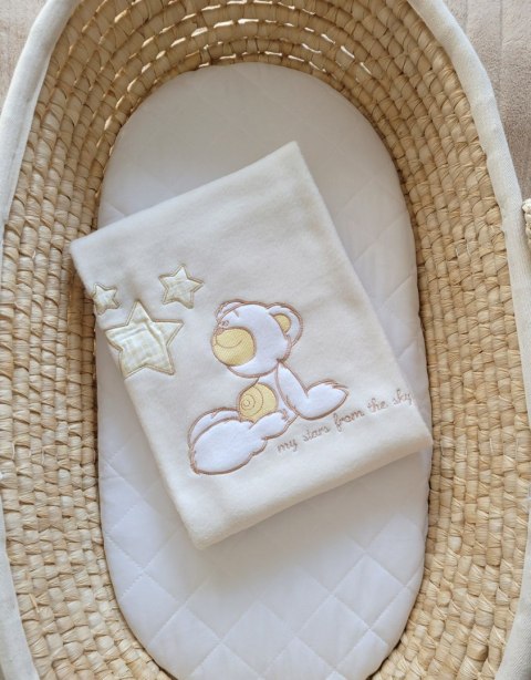 My Sweet Baby Kocyk polarowy dla niemowląt - Carlo- Miś z gwiazdkami kremowy