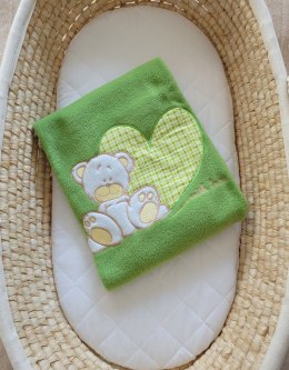 My Sweet Baby Kocyk polarowy dla niemowląt - Milo- Miś z sercem zielony