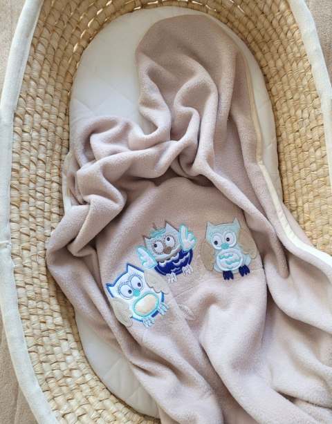 My Sweet Baby Kocyk polarowy dla niemowląt - Sowy Bigi Zibi & Adele- beżowy