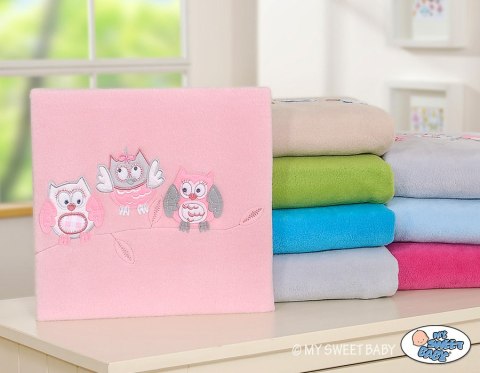 My Sweet Baby Kocyk polarowy dla niemowląt - Sowy Bigi Zibi & Adele- jasnoróżowy