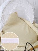 My Sweet Baby Luxury Wiklinowy kosz Mojżesza Retro ze składaną budką Christine - naturalny + beżowa pościel z koronką