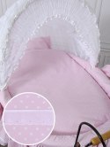 My Sweet Baby Luxury Wiklinowy kosz Mojżesza Retro ze składaną budką Christine - naturalny + różowa pościel z koronką
