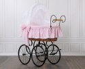 My Sweet Baby Luxury Wiklinowy kosz Mojżesza Retro ze składaną budką Christine - naturalny + różowa pościel z koronką