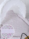 My Sweet Baby Luxury Wiklinowy kosz Mojżesza Retro ze składaną budką Jasmine - naturalny + różowa pościel z koronką