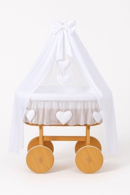 My Sweet Baby Wiklinowy kosz Mojżesza z baldachimem Deluxe Amelia - naturalny + biała pościel