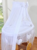 My Sweet Baby Wiklinowy kosz Mojżesza z baldachimem Deluxe Amelia - naturalny + biała pościel
