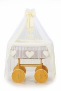 My Sweet Baby Wiklinowy kosz Mojżesza z baldachimem Deluxe Amelia - naturalny + kremowa pościel