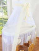My Sweet Baby Wiklinowy kosz Mojżesza z baldachimem Deluxe Amelia - naturalny + kremowa pościel