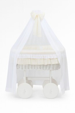 My Sweet Baby Wiklinowy kosz Mojżesza z baldachimem Deluxe Bellamy - biały + kremowa pościel