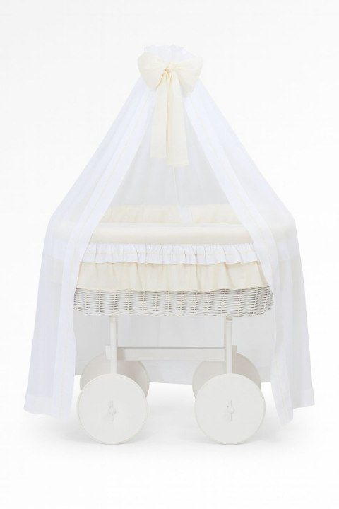 My Sweet Baby Wiklinowy kosz Mojżesza z baldachimem Deluxe Bellamy - biały + kremowa pościel
