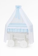 My Sweet Baby Wiklinowy kosz Mojżesza z baldachimem Deluxe Bellamy - biały + niebieska pościel