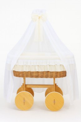 My Sweet Baby Wiklinowy kosz Mojżesza z baldachimem Deluxe Bellamy - naturalny + kremowa pościel
