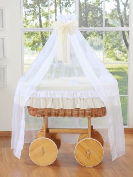 My Sweet Baby Wiklinowy kosz Mojżesza z baldachimem Deluxe Bellamy - naturalny + kremowa pościel