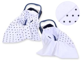 Bobono Duży otulacz dla niemowląt do fotelika nosidełka wózka dwustronny - Gwiazdki czarne