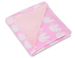 Bobono Duży otulacz dla niemowląt do fotelika nosidełka wózka dwustronny - Słonie różowe