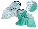 Bobono Duży otulacz dla niemowląt do fotelika nosidełka wózka dwustronny - jeżyki miętowe