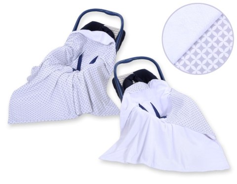 Bobono Duży otulacz dla niemowląt do fotelika nosidełka wózka dwustronny - mini-rozeta szara