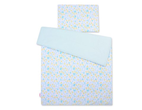 Bobono Dwustronna pościel dla dzieci 2-częściowa bawełniana 140x200 Junior - motylki niebieskie