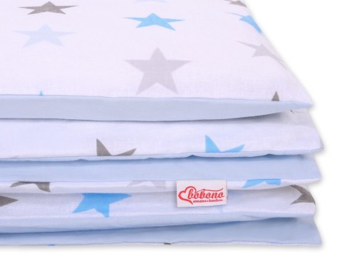 Bobono Dwustronna pościel dla dzieci 2-częściowa bawełniana - gwiazdki szaro-niebieskie