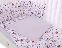 Bobono Dwustronna pościel dla dzieci 2-częściowa bawełniana - jaskółki różowe