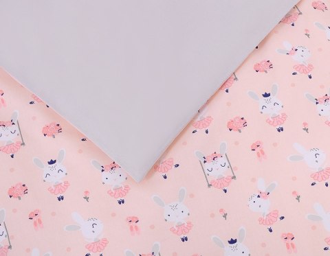 Bobono Dwustronna pościel dla dzieci 2-częściowa bawełniana - króliczki baletnice różowe