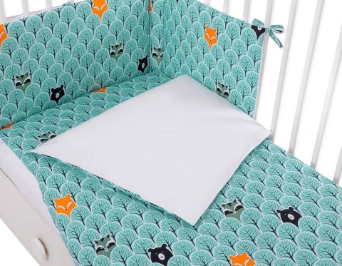 Bobono Dwustronna pościel dla dzieci 2-częściowa bawełniana - miętowy las