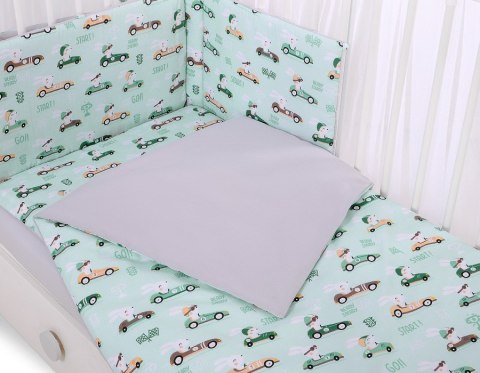 Bobono Dwustronna pościel dla dzieci 2-częściowa bawełniana - zajączki miętowe