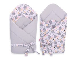 Bobono Dwustronny rożek dla niemowląt miękki z wiązaniem- jeżyki szare