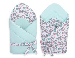 Bobono Dwustronny rożek dla niemowląt miękki z wiązaniem - koniki na biegunach