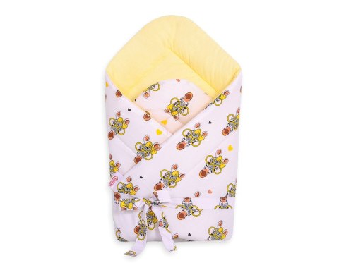 Bobono Dwustronny rożek dla niemowląt miękki z wiązaniem - zebry żółte