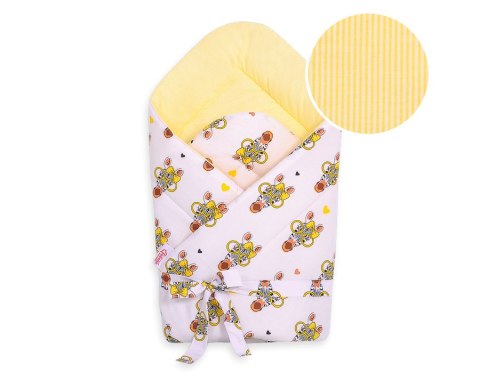 Bobono Dwustronny rożek dla niemowląt miękki z wiązaniem - zebry żółte