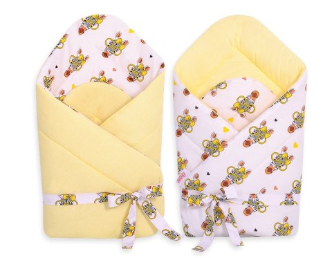 Bobono Dwustronny rożek dla niemowląt miękki z wiązaniem - zebry żółte