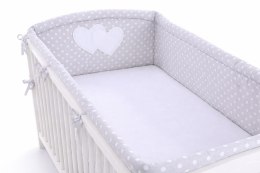 Bobono Ochraniacz do łóżeczka na szczebelki uniwersalny XXL - Białe grochy na szarym