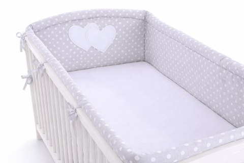 Bobono Ochraniacz do łóżeczka na szczebelki uniwersalny XXL - Białe grochy na szarym