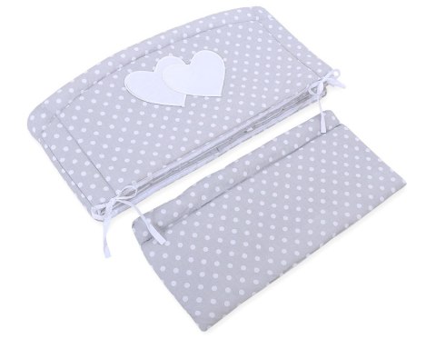 Bobono Ochraniacz do łóżeczka na szczebelki uniwersalny XXL - Białe grochy na szarym