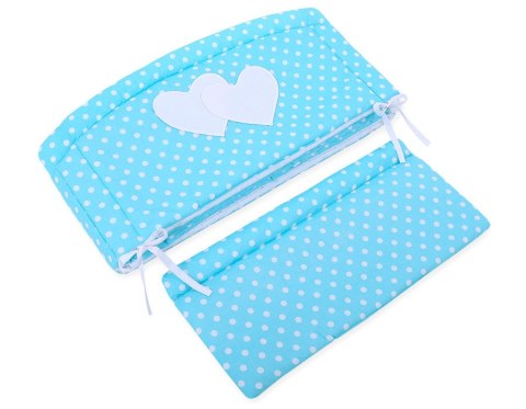 Bobono Ochraniacz do łóżeczka na szczebelki uniwersalny XXL - Białe grochy na turkusie