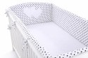 Bobono Ochraniacz do łóżeczka na szczebelki uniwersalny XXL - Serduszka czarne groszki na białym tle