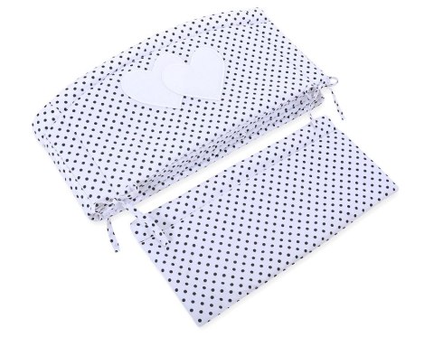 Bobono Ochraniacz do łóżeczka na szczebelki uniwersalny XXL - Serduszka czarne groszki na białym tle