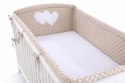 Bobono Ochraniacz do łóżeczka na szczebelki uniwersalny XXL - Serduszka groszki na brazie