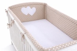 Bobono Ochraniacz do łóżeczka na szczebelki uniwersalny XXL - Serduszka groszki na brazie
