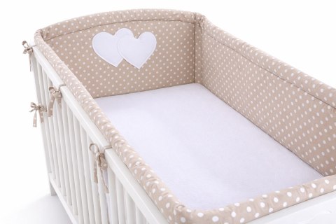 Bobono Ochraniacz do łóżeczka na szczebelki uniwersalny XXL - Serduszka groszki na brazie