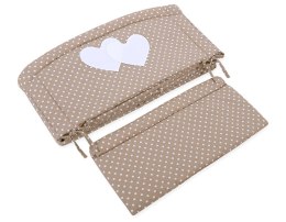 Bobono Ochraniacz do łóżeczka na szczebelki uniwersalny XXL - Serduszka groszki na brazie