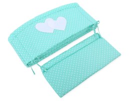 Bobono Ochraniacz do łóżeczka na szczebelki uniwersalny XXL - Serduszka groszki na mięcie