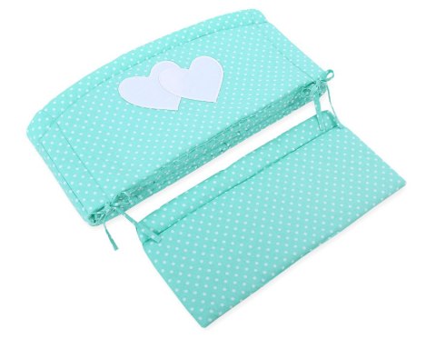 Bobono Ochraniacz do łóżeczka na szczebelki uniwersalny XXL - Serduszka groszki na mięcie
