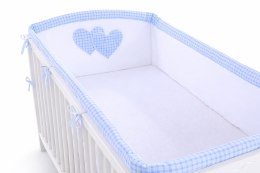 Bobono Ochraniacz do łóżeczka na szczebelki uniwersalny XXL - Serduszka kratka niebieska