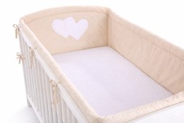 Bobono Ochraniacz do łóżeczka na szczebelki uniwersalny XXL - Serduszka kropki na beżu