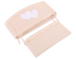 Bobono Ochraniacz do łóżeczka na szczebelki uniwersalny XXL - Serduszka kropki na beżu