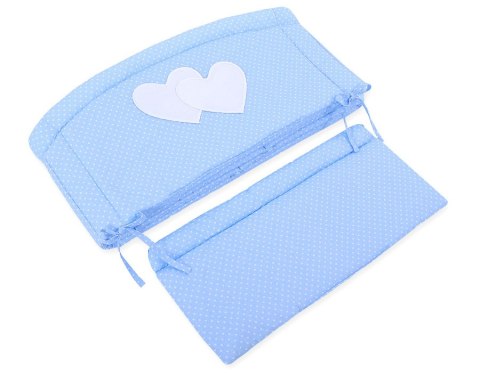 Bobono Ochraniacz do łóżeczka na szczebelki uniwersalny XXL - Serduszka kropki na błękicie