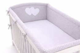 Bobono Ochraniacz do łóżeczka na szczebelki uniwersalny XXL - Serduszka kropki na szarym