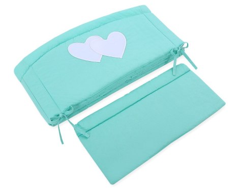 Bobono Ochraniacz do łóżeczka na szczebelki uniwersalny XXL - Serduszka miętowe